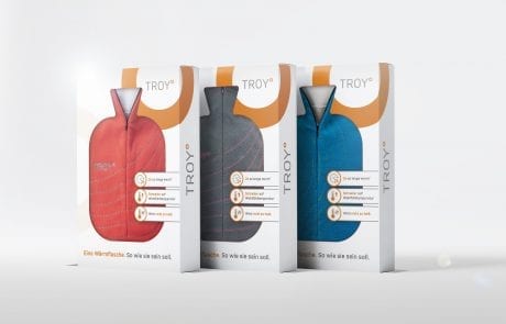 Produktdesign Verpackungsdesign Troy Premium Waermflaschen