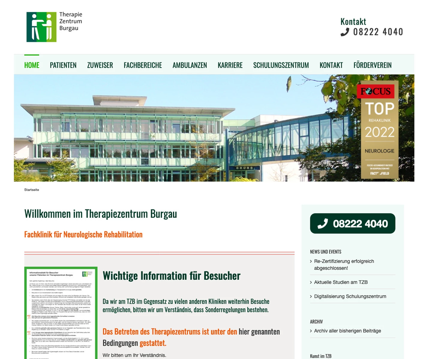webdesign therapiezentrum burgau